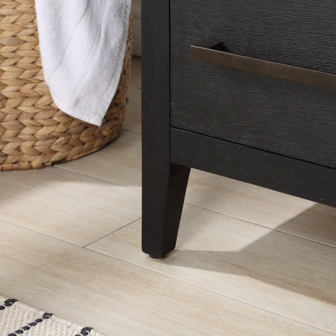 Bergen 48" Single Bathroom Vanity in Dark Weathered Oak | Calacatta Gold Quartz Countertop