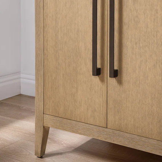 Bergen 66'' Double Bathroom Vanity in Wire Brushed Oak | Calacatta Gold Quartz Countertop