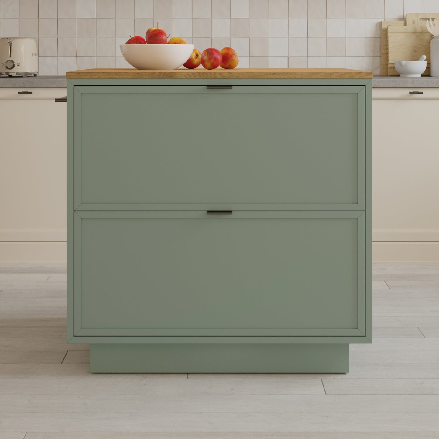 Brookline 36" Kitchen Island in Organic Green | Butcher Block Countertop