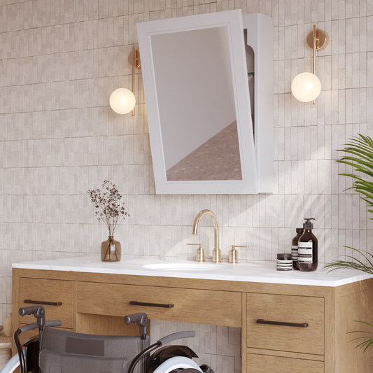 Cameron 20-inch ADA Tilt Mirror Medicine Cabinet in White Painted Wood