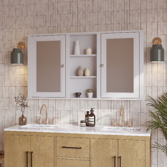 Charlotte 54" Double Reversible Door Medicine Cabinet in White
