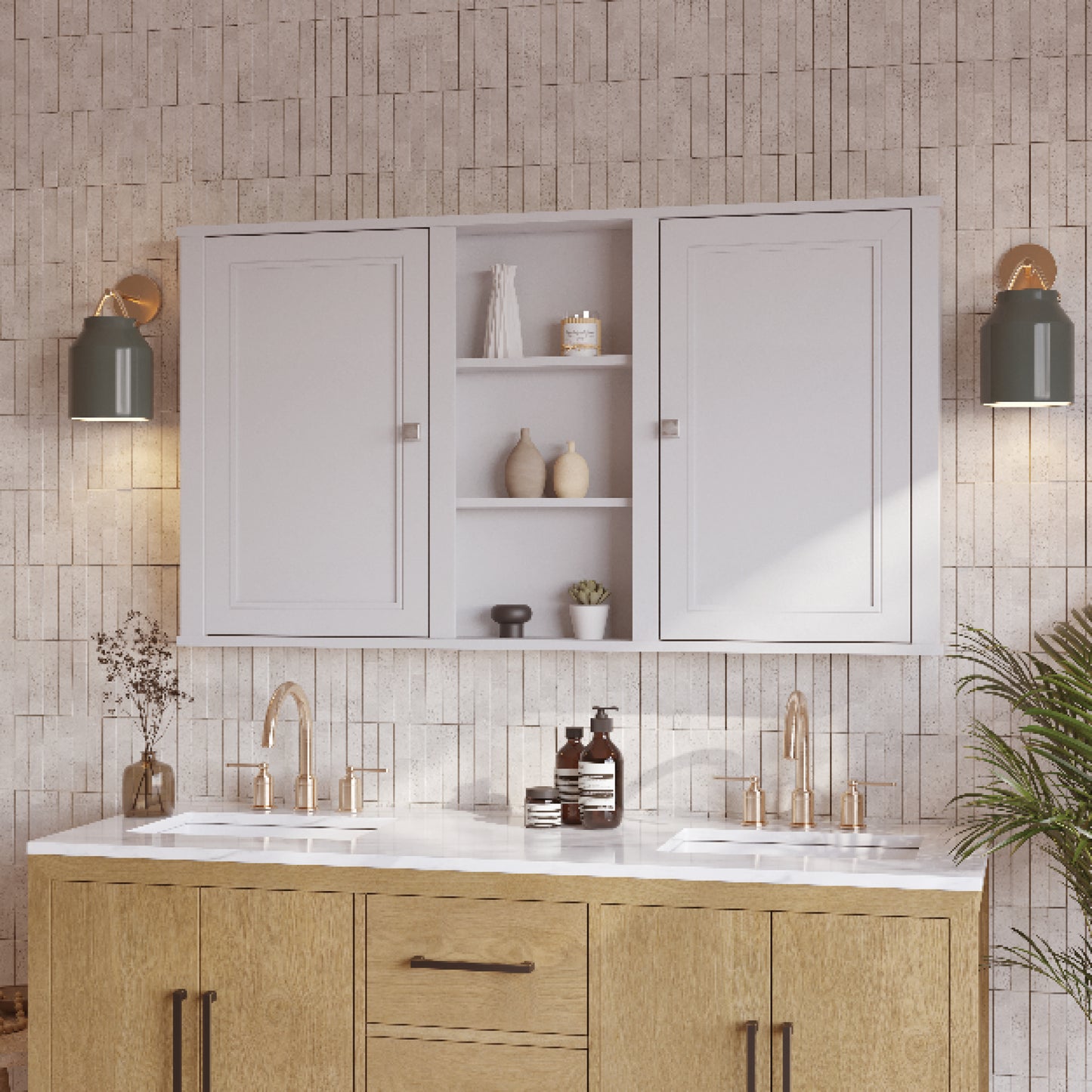 Charlotte 54" Double Reversible Door Medicine Cabinet in White