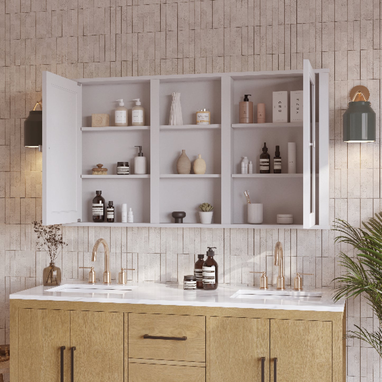 Charlotte 54" Double Reversible Door Medicine Cabinet in White