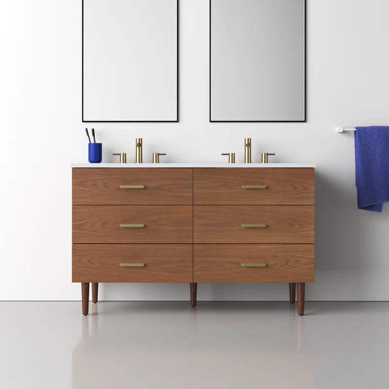 Stockholm 54" Double Bathroom Vanity with Quartz Top