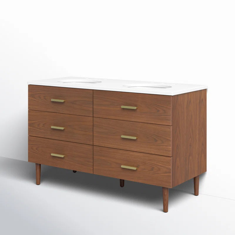 Stockholm 54" Double Bathroom Vanity with Quartz Top