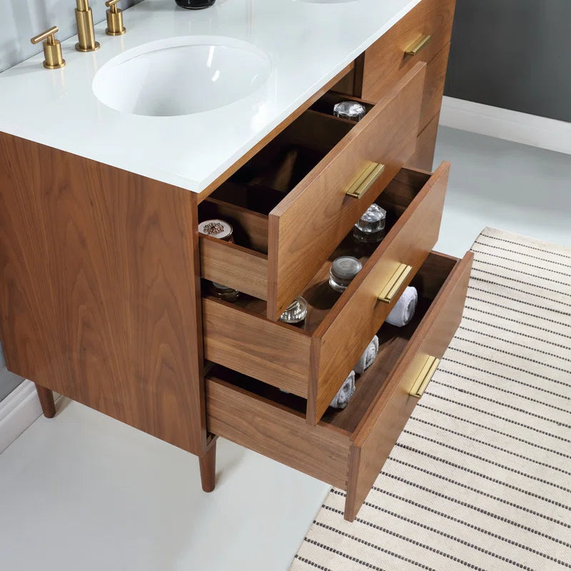 Stockholm 54" Double Bathroom Vanity with Quartz Top