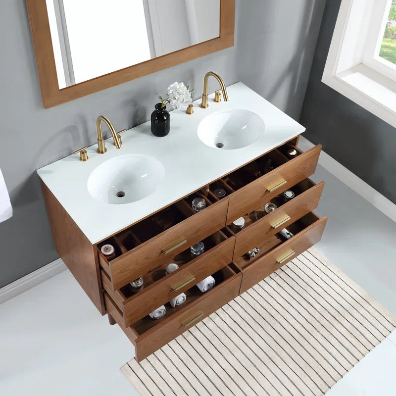 Stockholm 54" Double Bathroom Vanity with Quartz Top