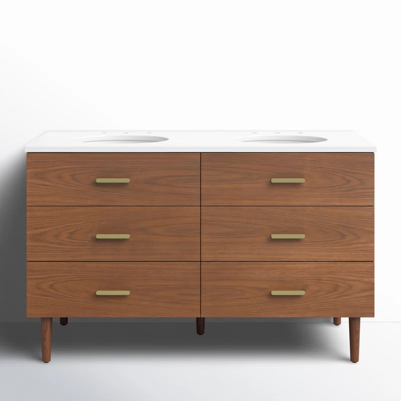 Stockholm 54" Double Bathroom Vanity with Quartz Top
