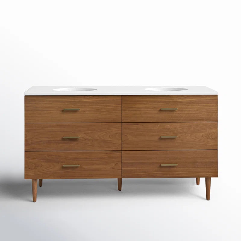 Stockholm 60" W x 22" D x 34" H Double Bathroom Vanity