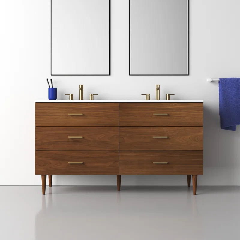 Stockholm 60" W x 22" D x 34" H Double Bathroom Vanity
