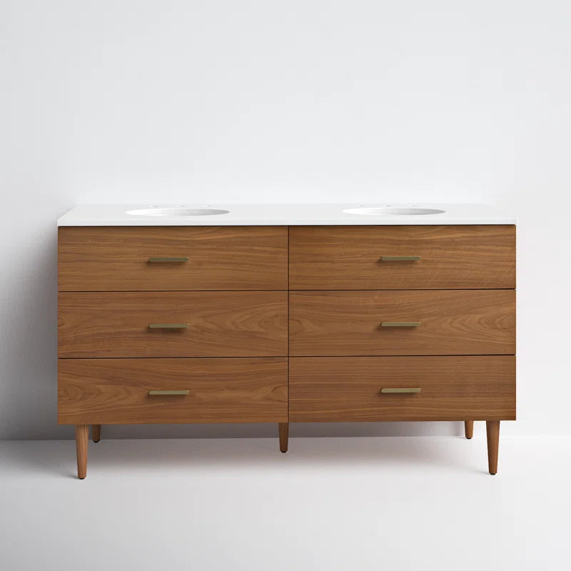 Stockholm 60" W x 22" D x 34" H Double Bathroom Vanity