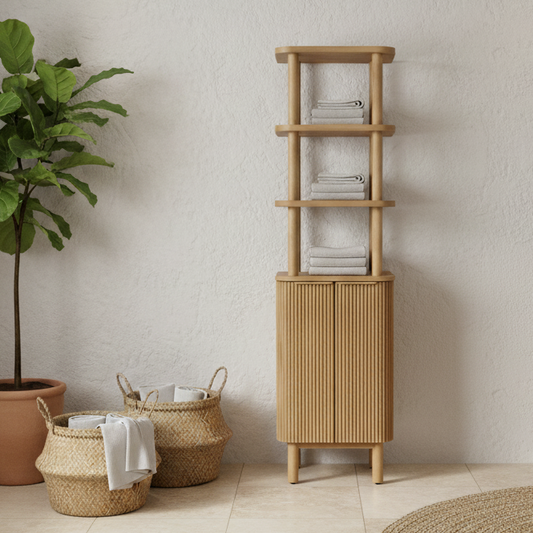 Havana 2-Door Reeded Freestanding Linen Cabinet