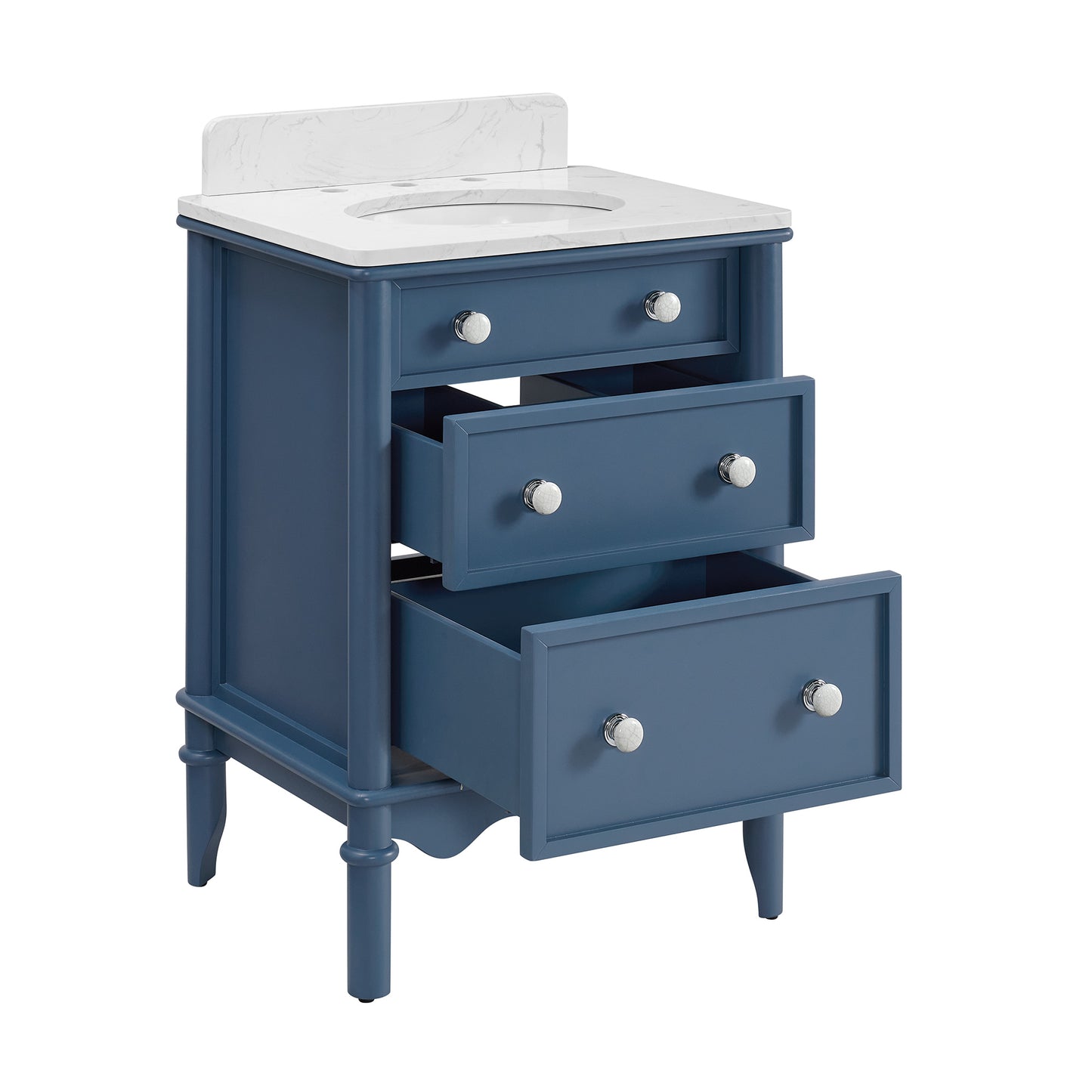 Juliette 24" Scallop Single Bathroom Vanity | Denim Blue | Cultured Marble Countertop
