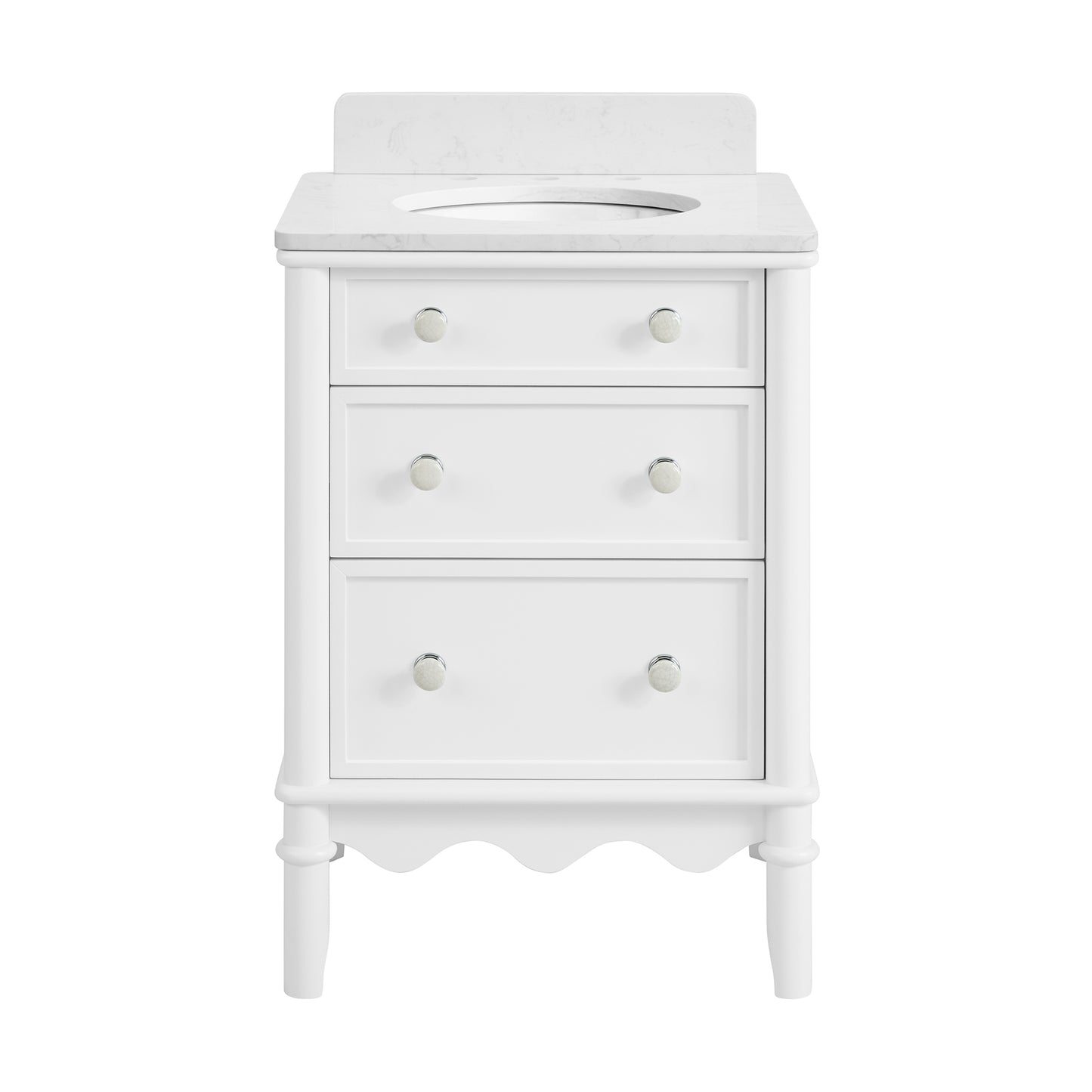 Juliette 24" Scallop Single Bathroom Vanity | Blanc White | Cultured Marble Countertop