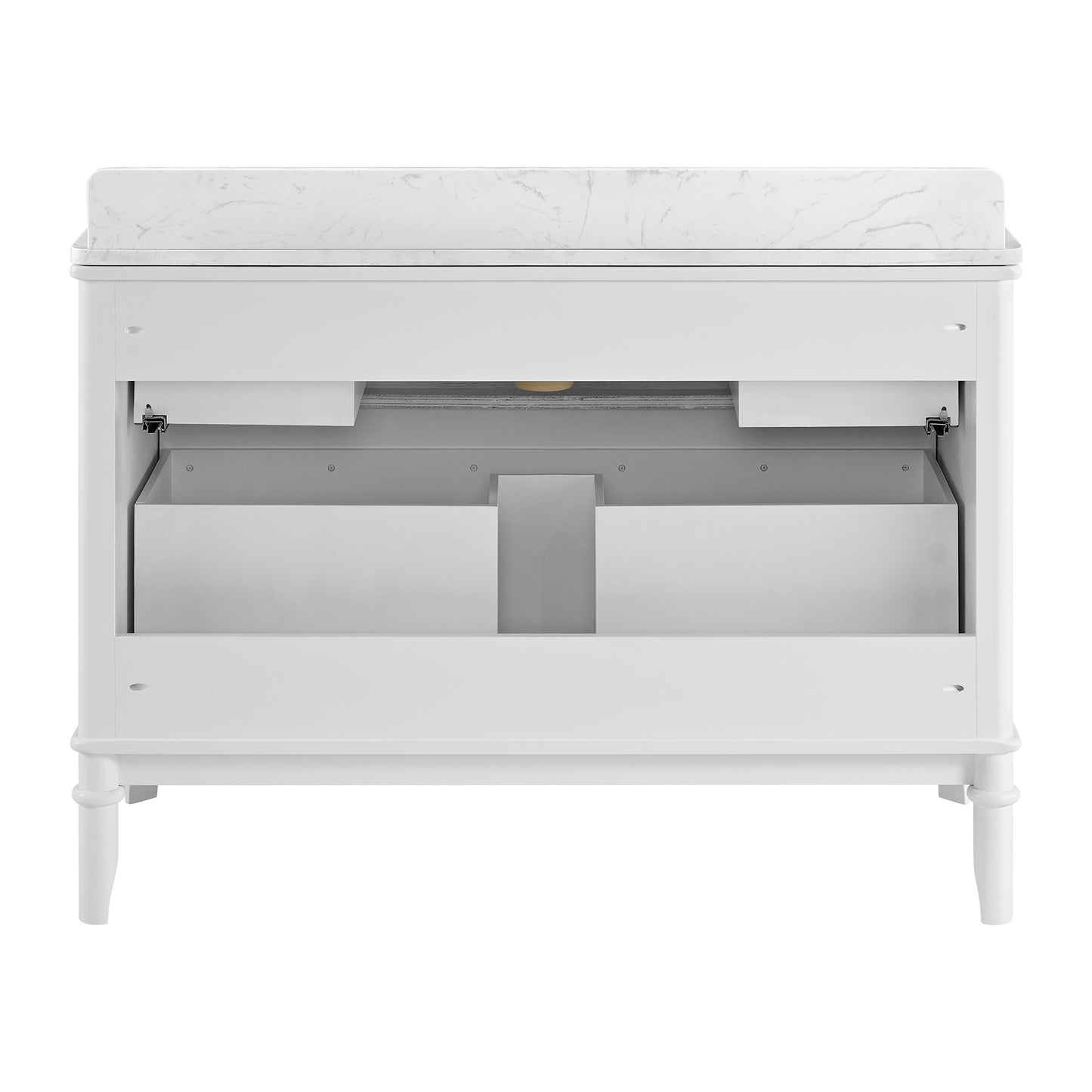 Juliette 48"W Scallop Single Bathroom Vanity | Blanc White |Cultured Marble Countertop