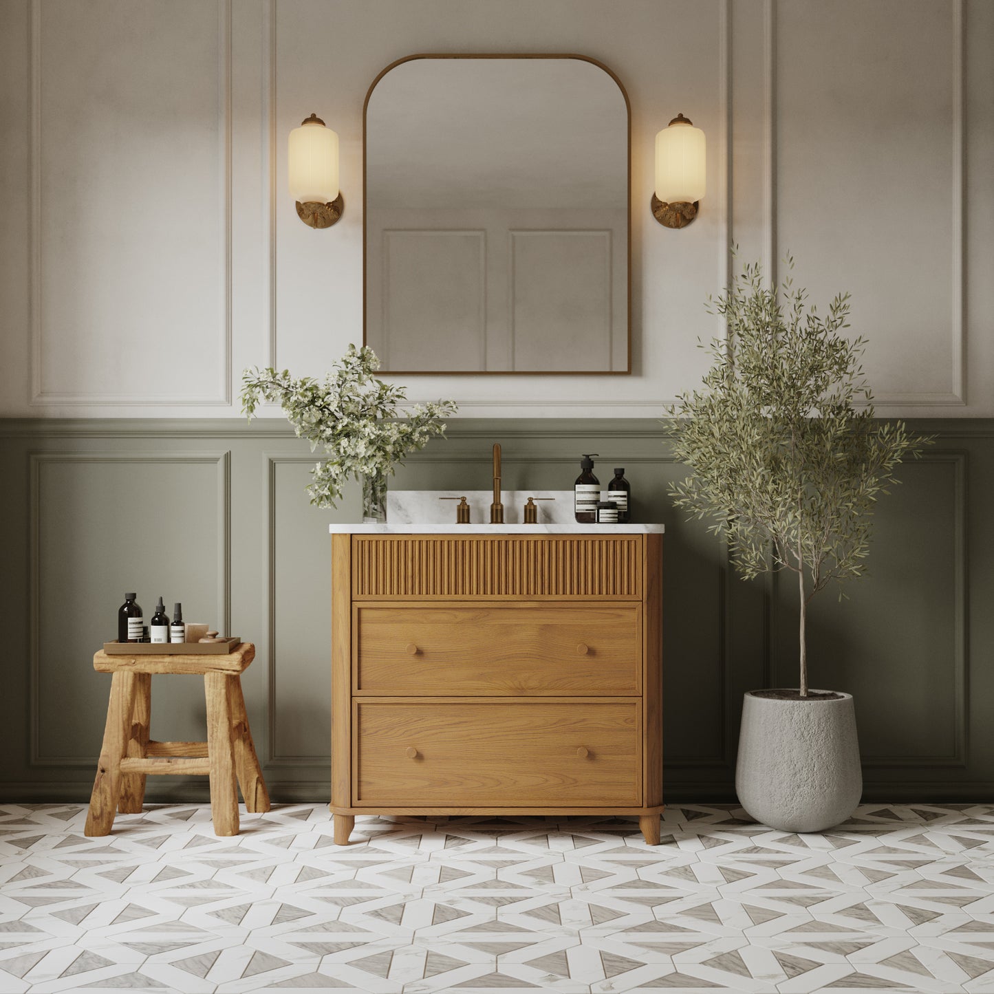 Kathryne 36" Single Sink Bathroom Vanity | Statuario Quartz Countertop