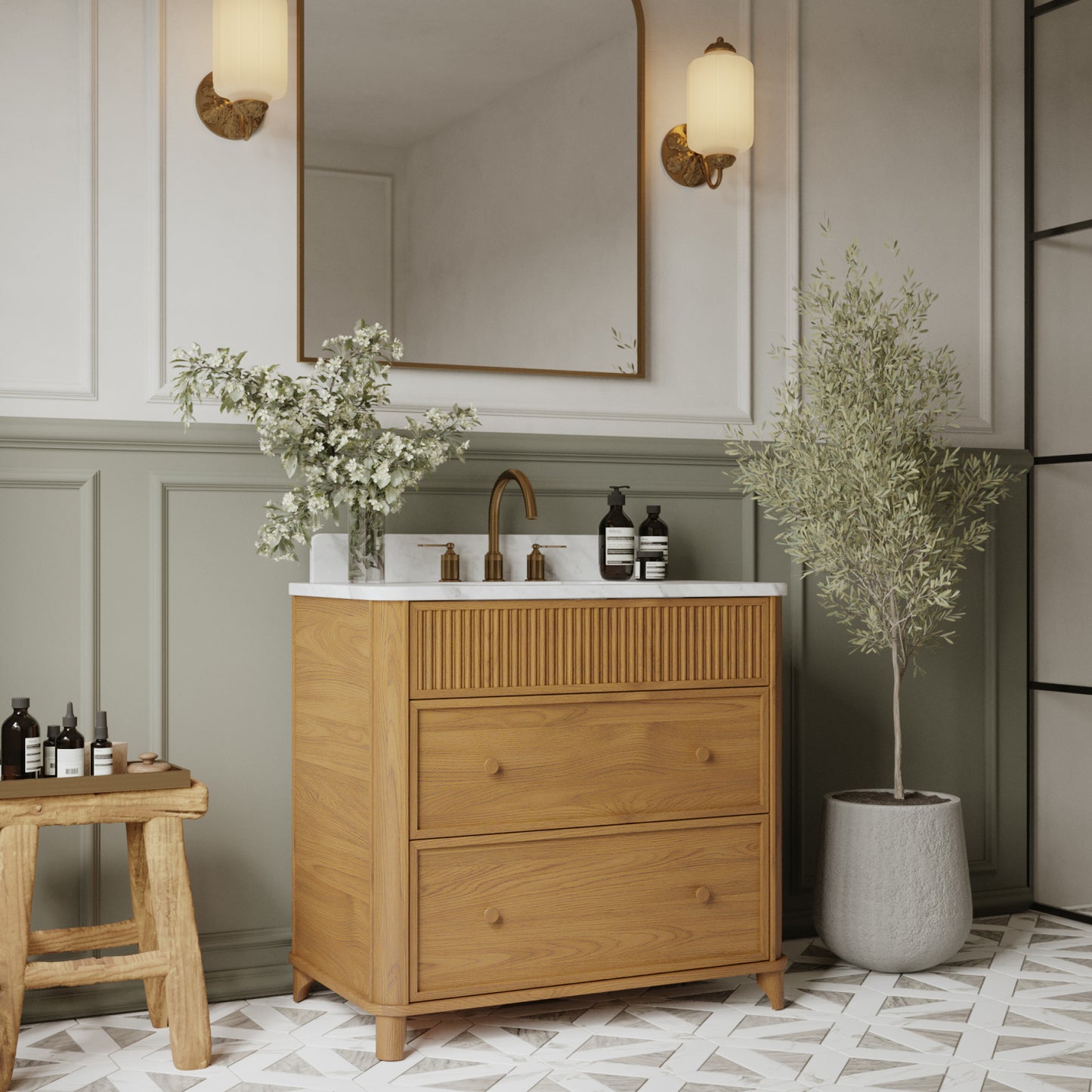 Kathryne 36" Single Sink Bathroom Vanity | Statuario Quartz Countertop