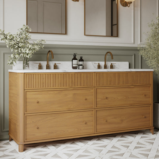 Kathryne 72" Double Sink Bathroom Vanity | Statuario Quartz Countertop