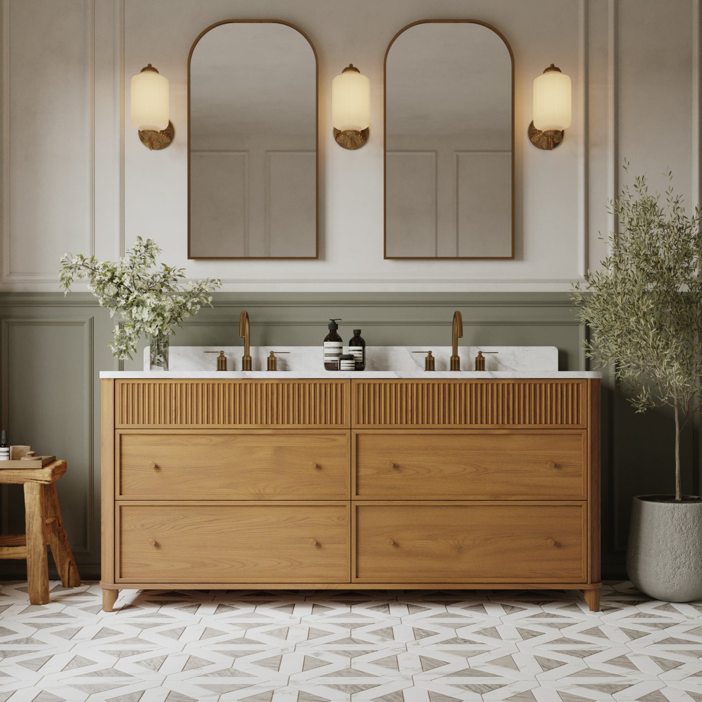 Kathryne 72" Double Sink Bathroom Vanity | Statuario Quartz Countertop