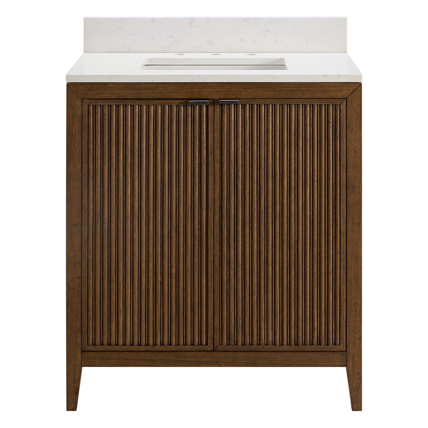 Kendal 30" RTA Single Bathroom Vanity in Enhanced Brown Oak | Cararra Engineered Marble