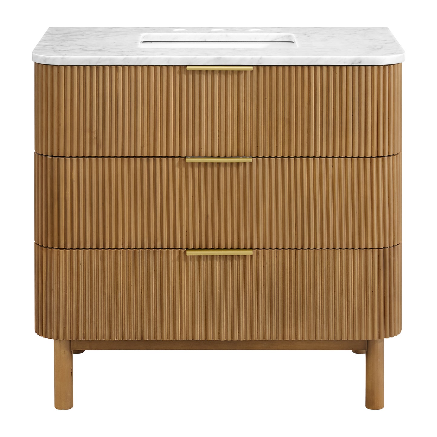Havana 36" Reeded Single Bathroom Vanity | Carrara Marble Countertop