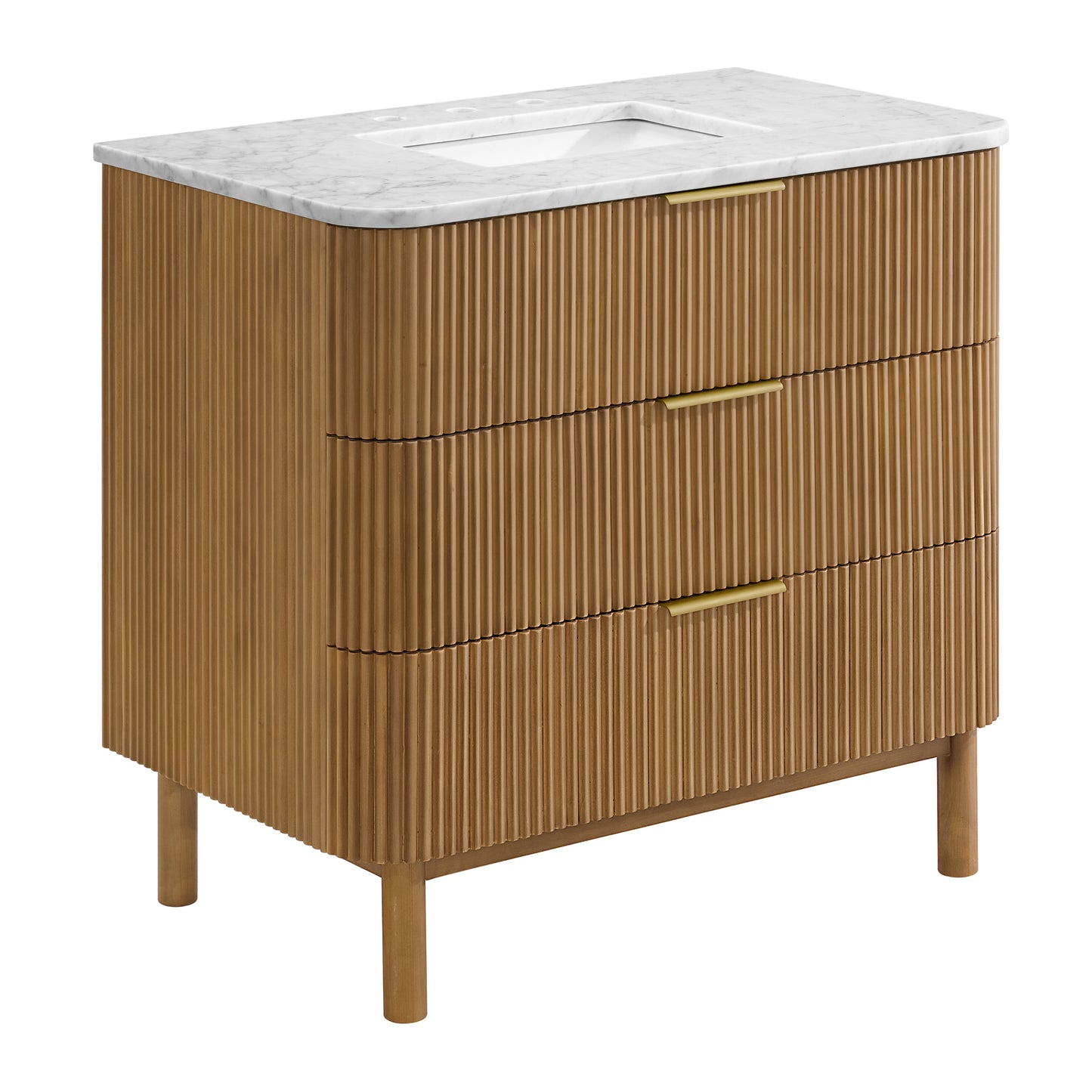 Havana 36" Reeded Single Bathroom Vanity | Carrara Marble Countertop