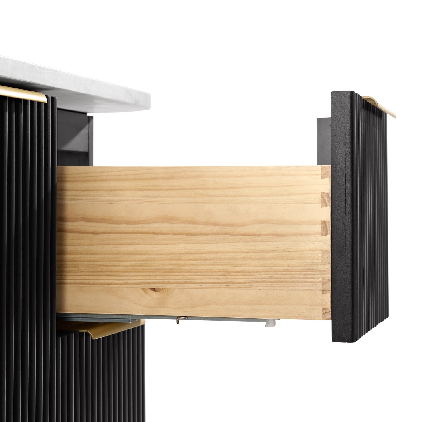 Havana 48" Black Reeded Single Bathroom Vanity | Carrara Marble Countertop