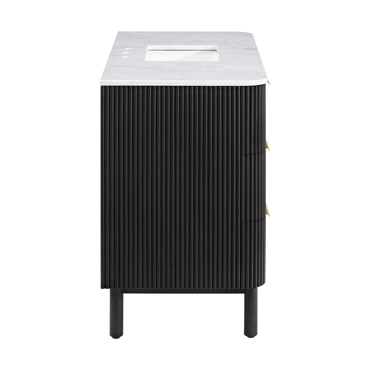 Havana 48" Black Reeded Single Bathroom Vanity | Carrara Marble Countertop