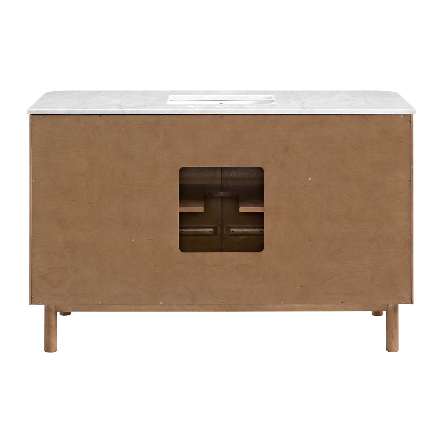 Havana 54" Brown Reeded Birch Single Bathroom Vanity | Carrara Marble Countertop