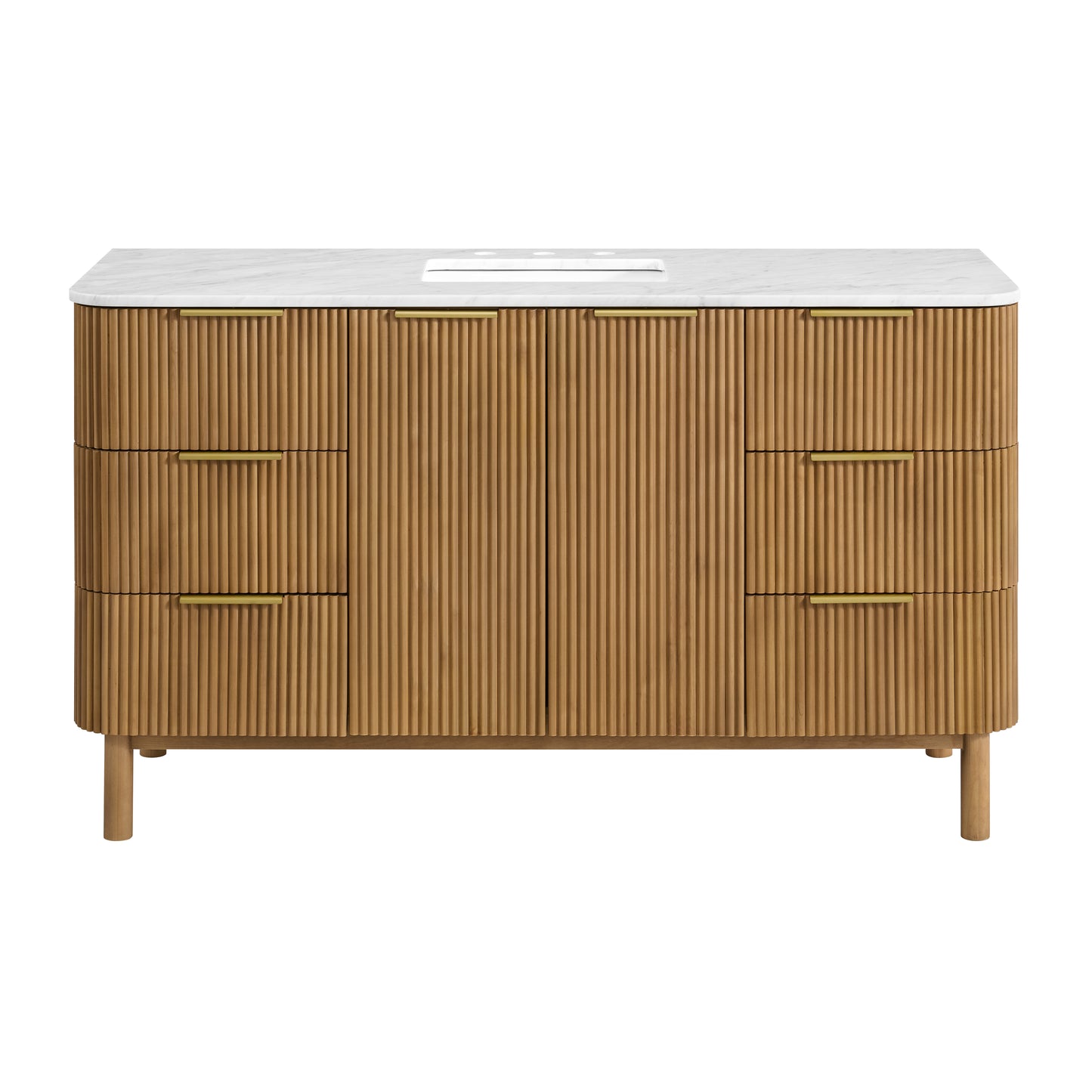 Havana 60" Reeded Single Bathroom Vanity | Carrara Marble Countertop