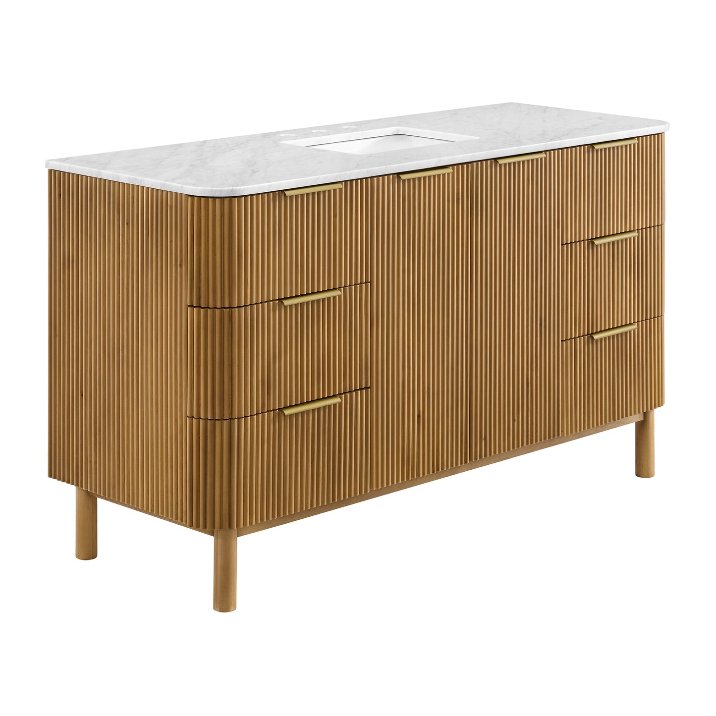 Havana 60" Reeded Single Bathroom Vanity | Carrara Marble Countertop