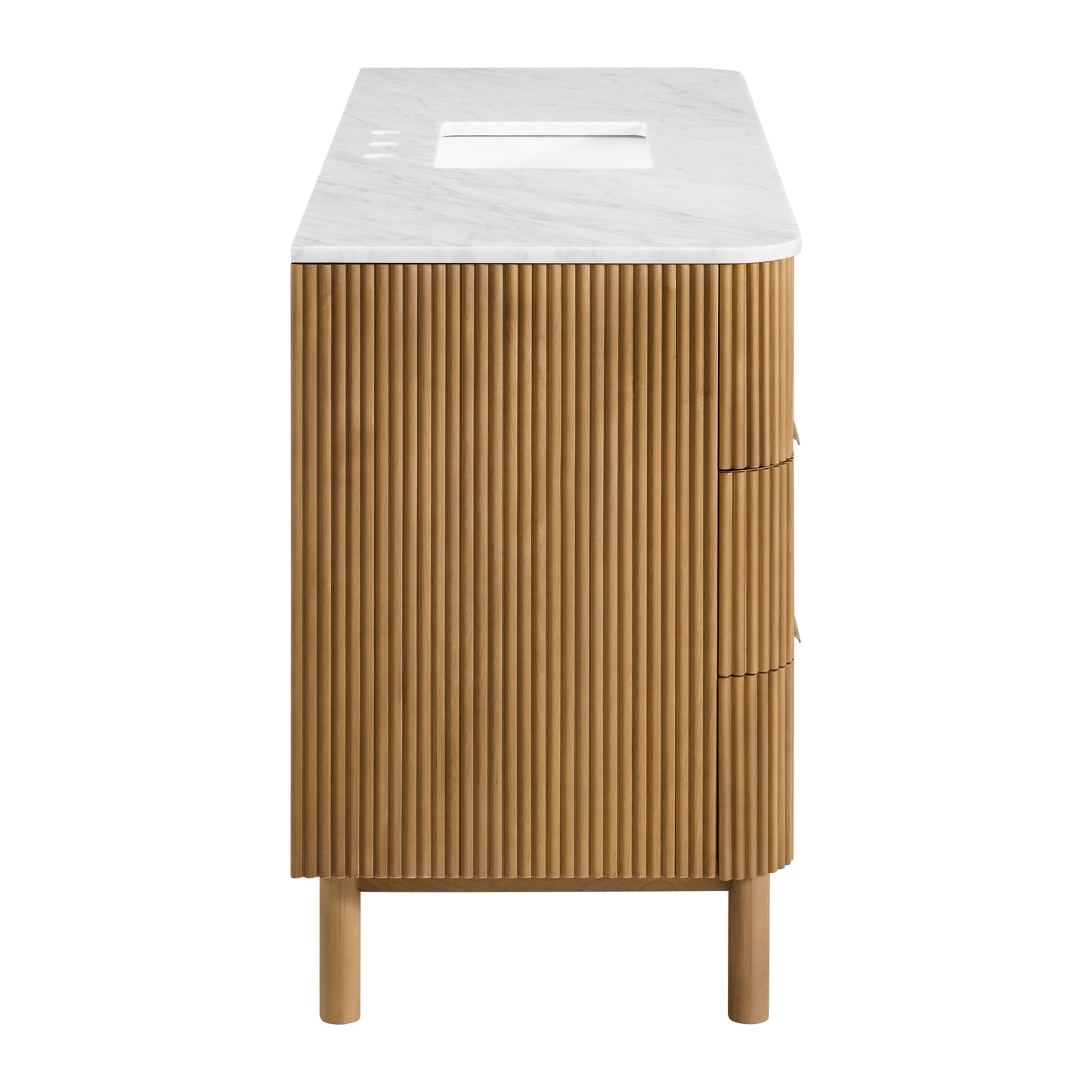 Havana 60" Reeded Single Bathroom Vanity | Carrara Marble Countertop