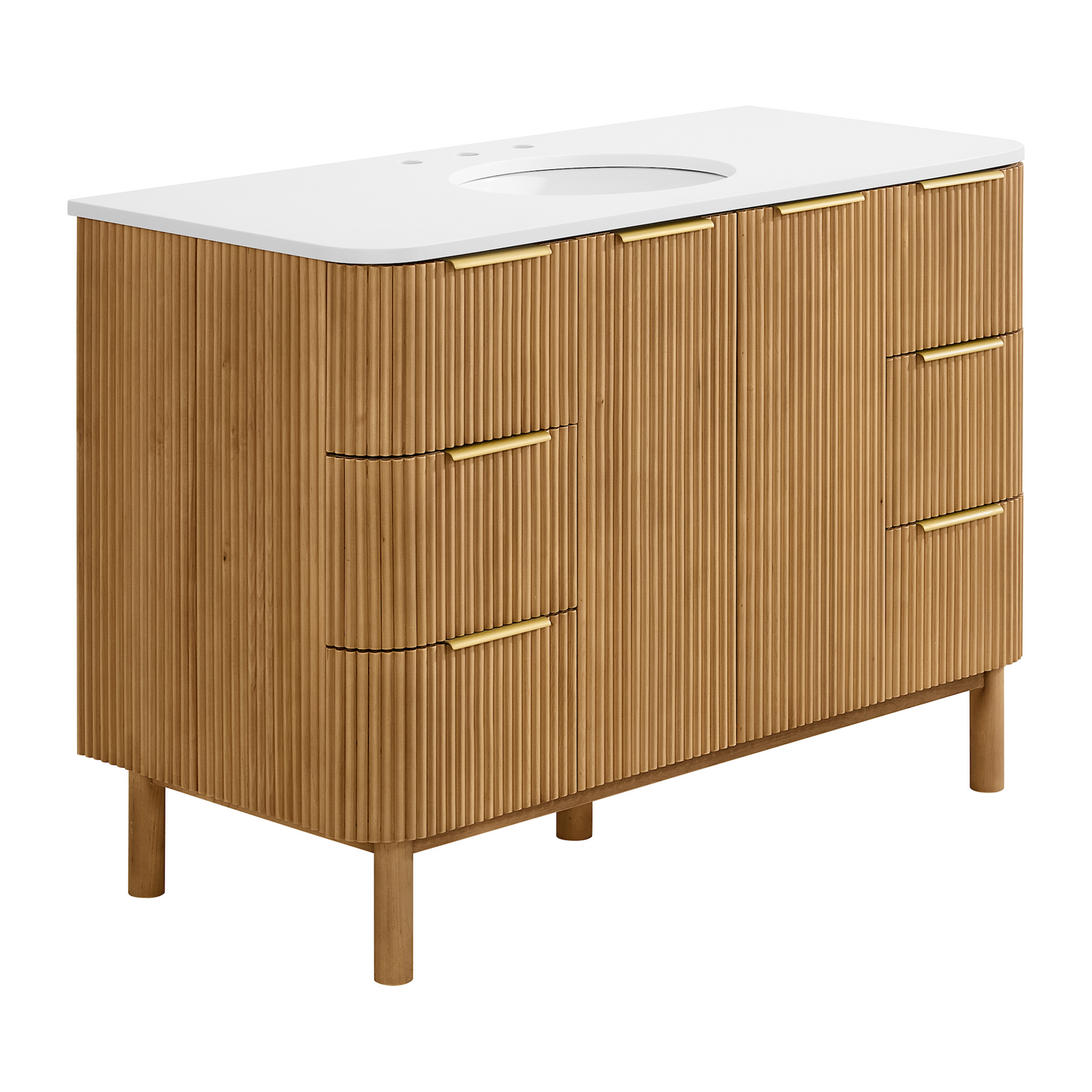 Havana 48" Reeded Single Sink Bathroom Vanity with White Quartz Countertop