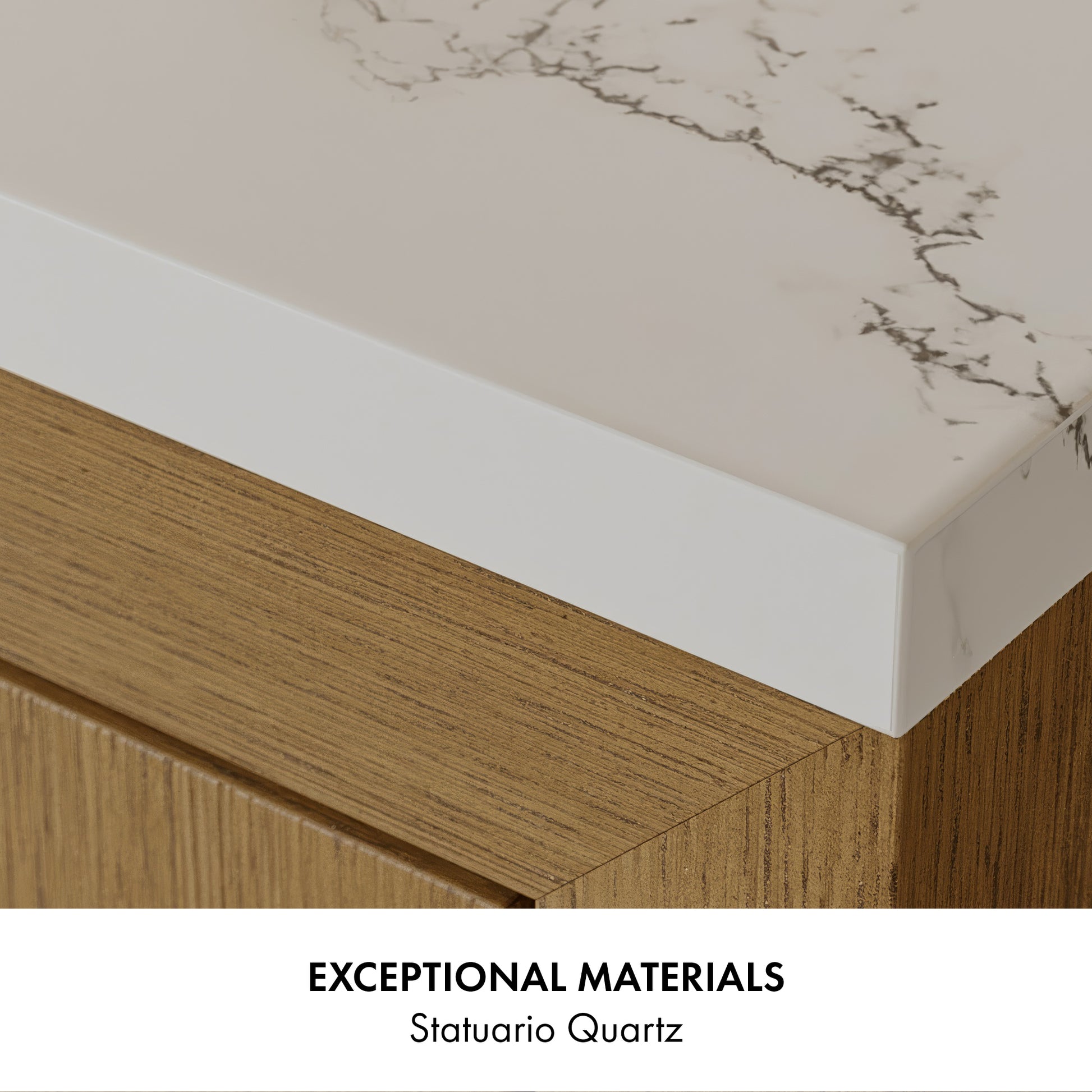 Bergen 60" ADA Single Bathroom Vanity in Brushed Oak | Statuario Quartz Countertop