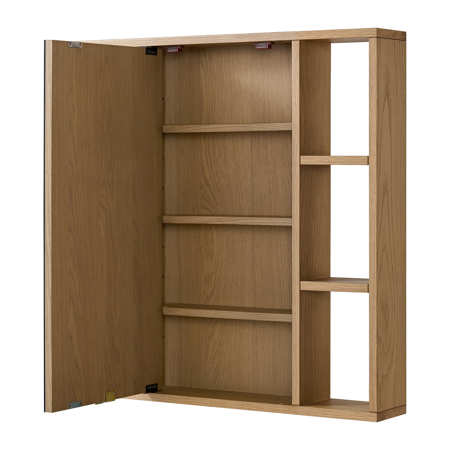 Midland 30"W x 30"H Surface Mount Medicine Cabinet with Side Shelves in Walnut or Oak