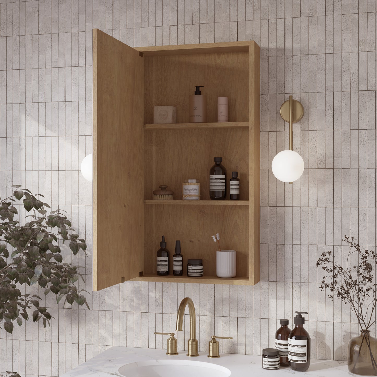 Midland 20"W Rectangular Surface Mount Medicine Cabinet in Walnut or Oak