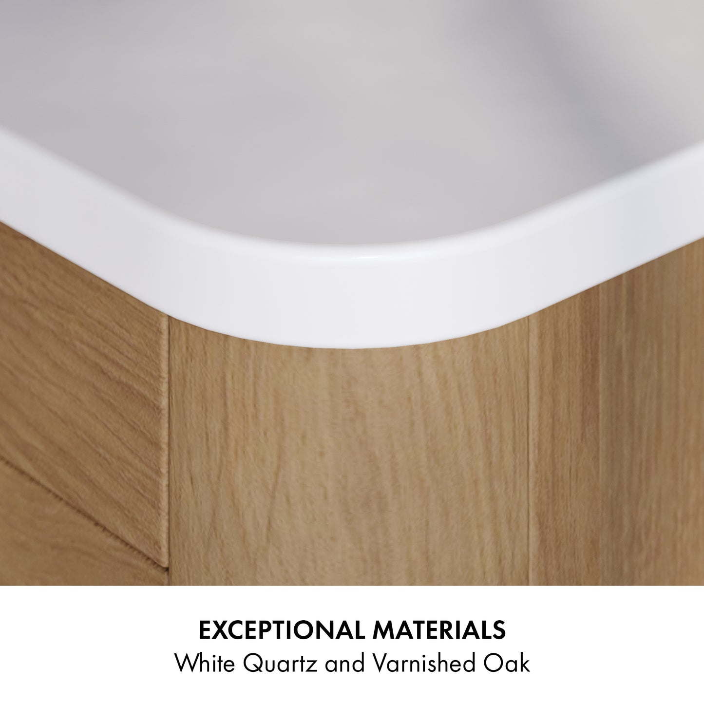 Oslo 60" Modern Oak Double Bathroom Vanity | White Quartz Countertop