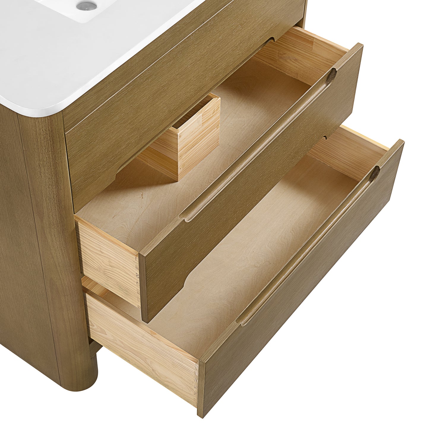 Oslo 36" Single Bathroom Vanity in Varnished Oak | White Quartz Countertop