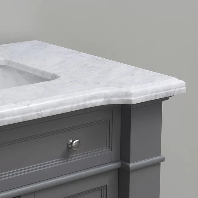 Siena 72" Traditional Double Bathroom Vanity | Carrara Marble Top in Grey