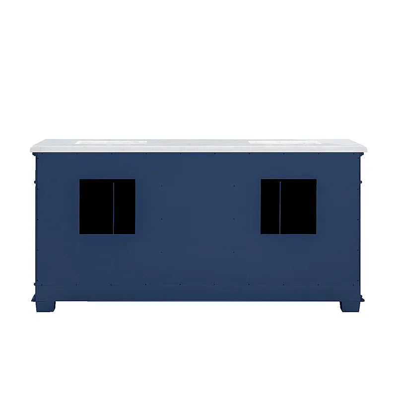 Siena 72" Traditional Double Bathroom Vanity | Carrara Marble Top In Navy