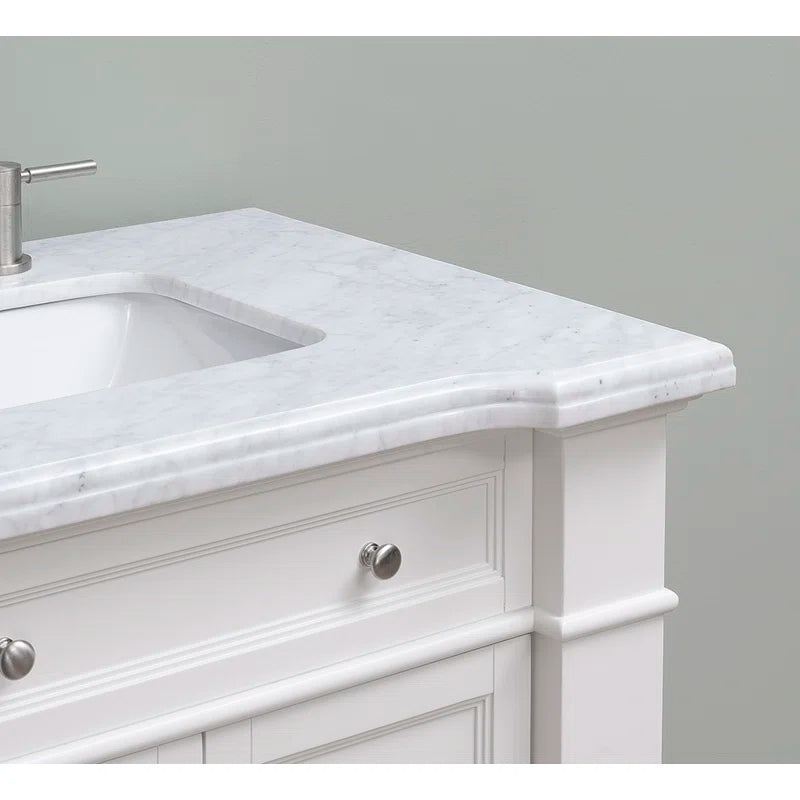 Siena 72" Traditional Double Bathroom Vanity | Carrara Marble Top In White