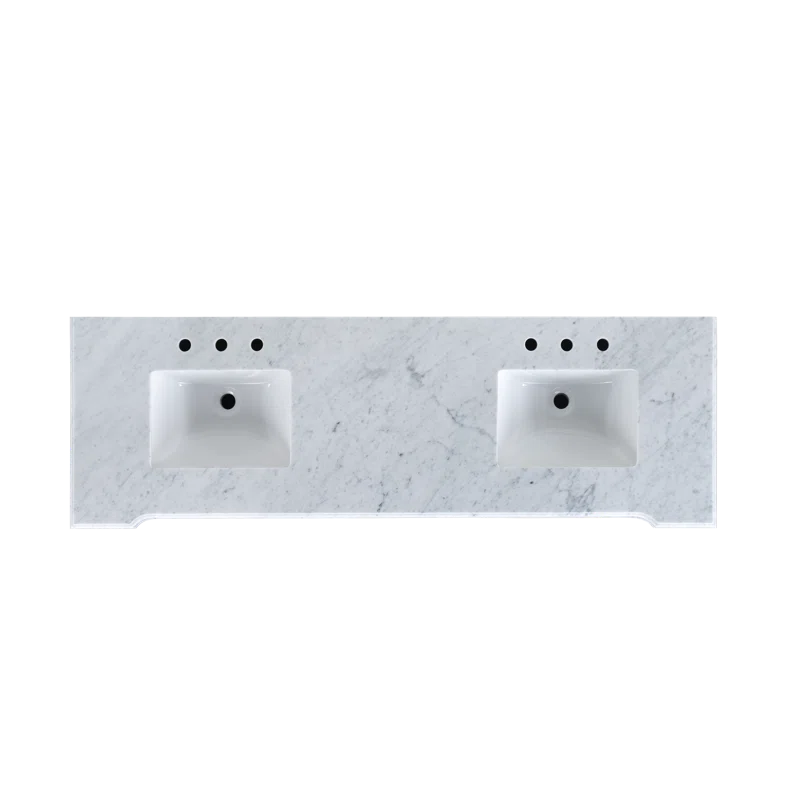 Siena 72" Traditional Double Bathroom Vanity | Carrara Marble Top In White
