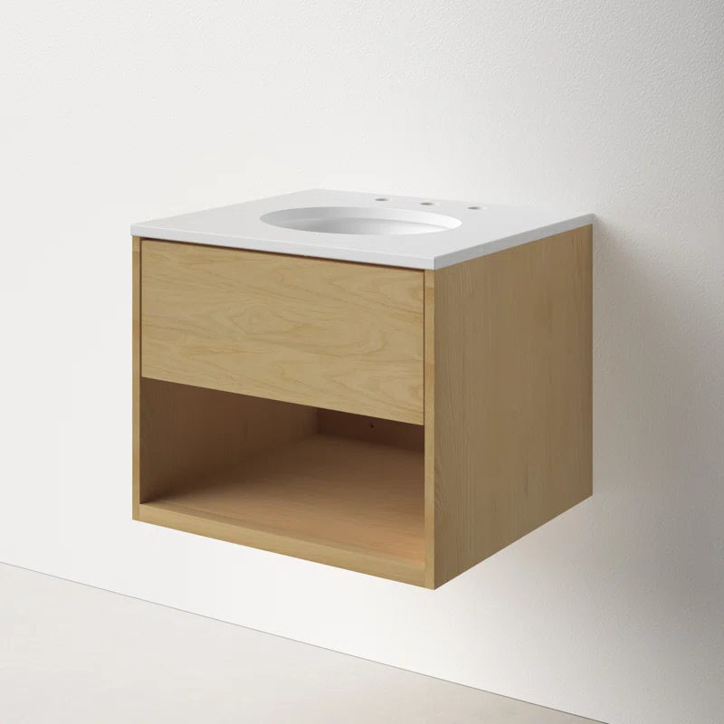 Kyoto 24" Single Wall Mounted Bathroon Vanity with White Quartz Top