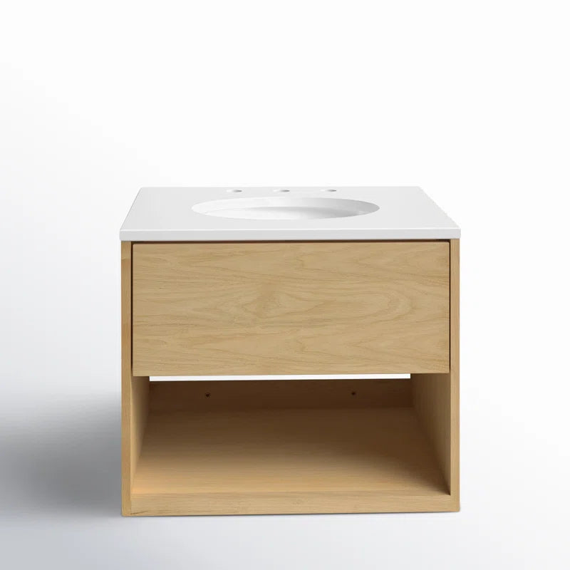 Kyoto 24" Single Wall Mounted Bathroon Vanity with White Quartz Top