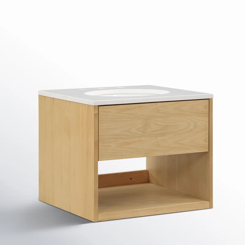 Kyoto 24" Single Wall Mounted Bathroon Vanity with White Quartz Top