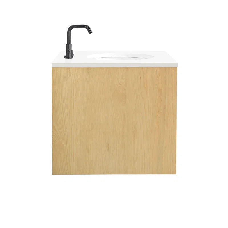 Kyoto 24" Single Wall Mounted Bathroon Vanity with White Quartz Top
