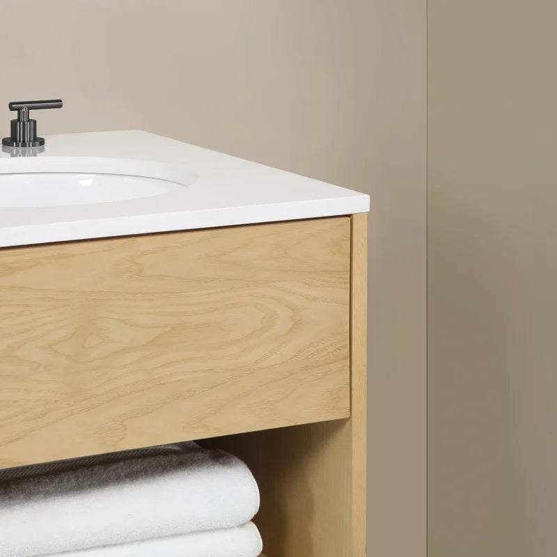 Kyoto 24" Single Wall Mounted Bathroon Vanity with White Quartz Top