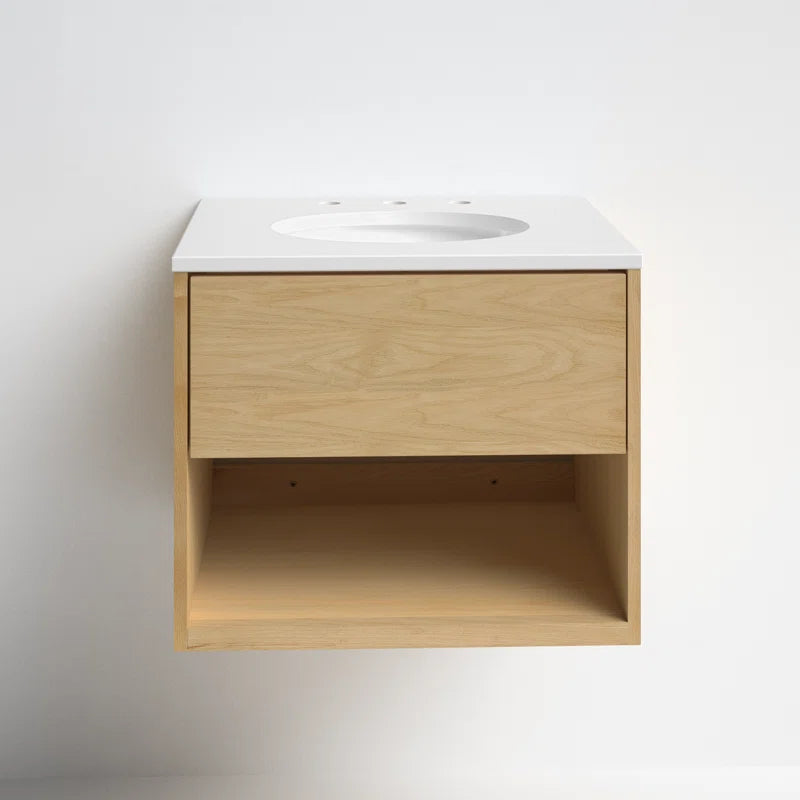 Kyoto 24" Single Wall Mounted Bathroon Vanity with White Quartz Top