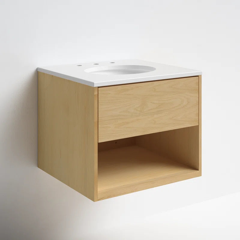 Kyoto 24" Single Wall Mounted Bathroon Vanity with White Quartz Top