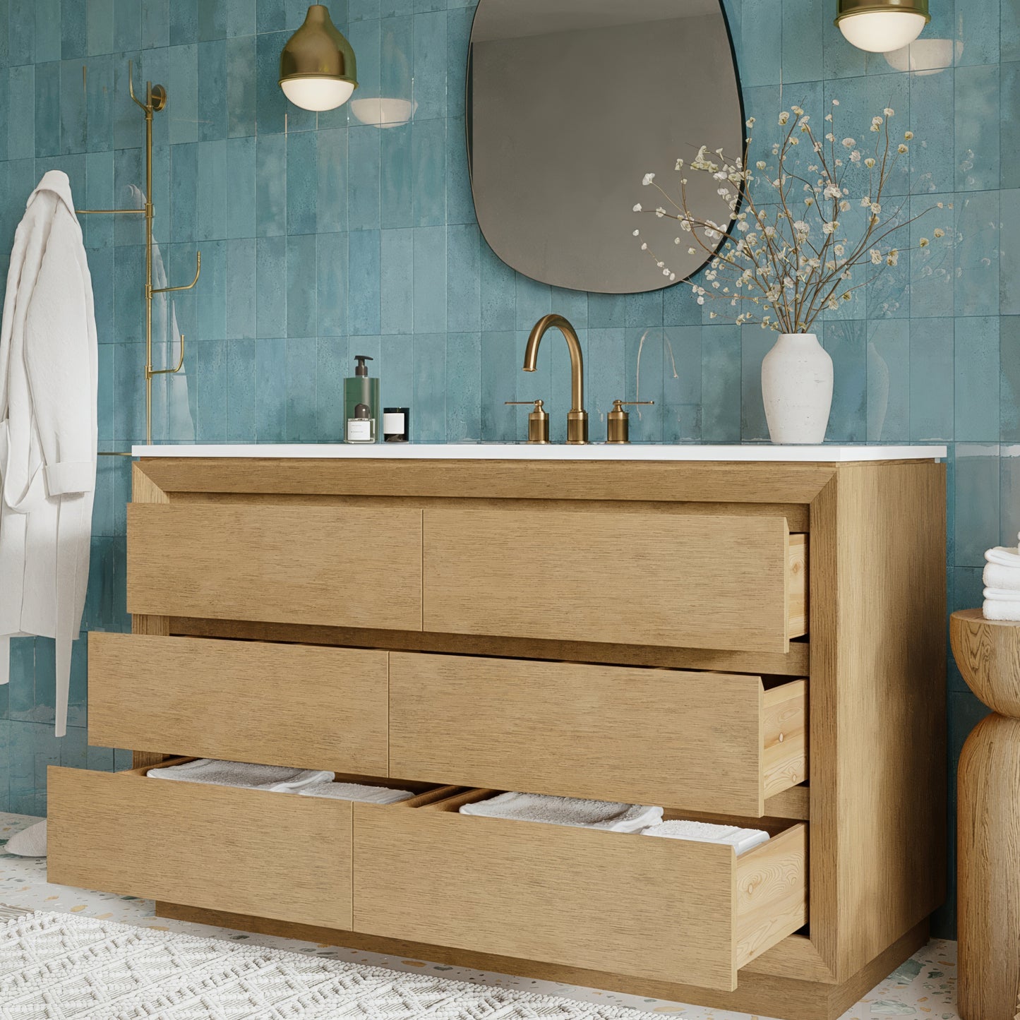 Jasper 54" Single Bathroom Vanity  with Quartz Top